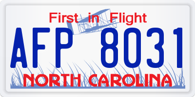 NC license plate AFP8031