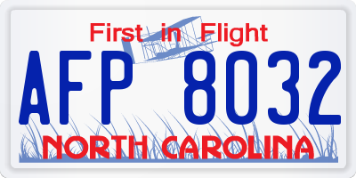 NC license plate AFP8032