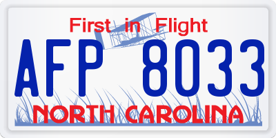 NC license plate AFP8033
