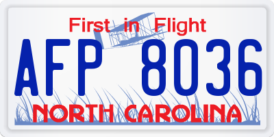 NC license plate AFP8036