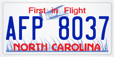 NC license plate AFP8037