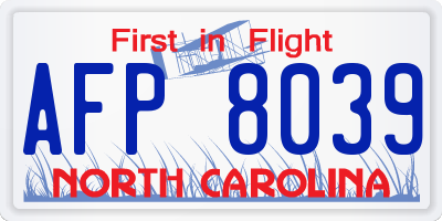 NC license plate AFP8039