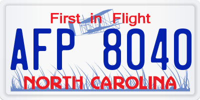 NC license plate AFP8040