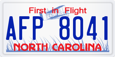 NC license plate AFP8041