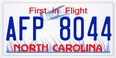 NC license plate AFP8044