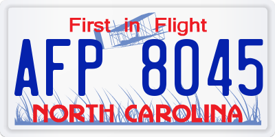 NC license plate AFP8045
