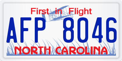 NC license plate AFP8046