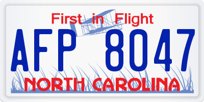 NC license plate AFP8047