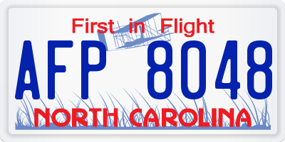 NC license plate AFP8048