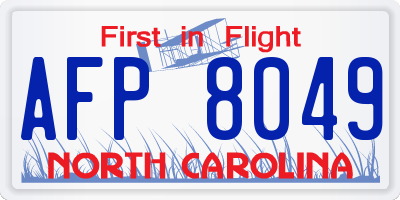 NC license plate AFP8049