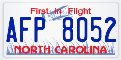 NC license plate AFP8052