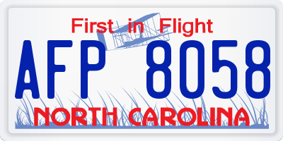 NC license plate AFP8058