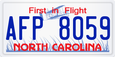 NC license plate AFP8059