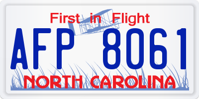 NC license plate AFP8061
