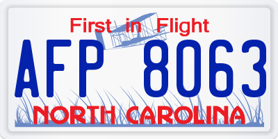 NC license plate AFP8063