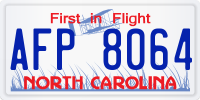 NC license plate AFP8064
