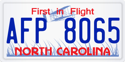 NC license plate AFP8065