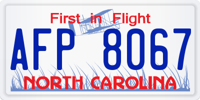 NC license plate AFP8067