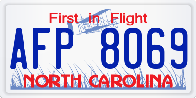 NC license plate AFP8069