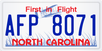 NC license plate AFP8071