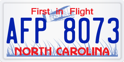 NC license plate AFP8073