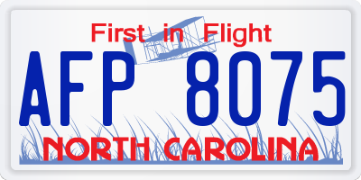 NC license plate AFP8075