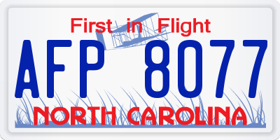NC license plate AFP8077