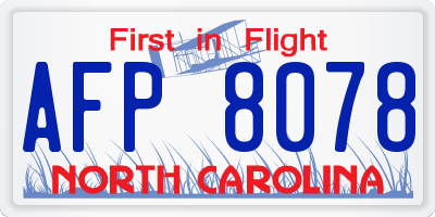NC license plate AFP8078