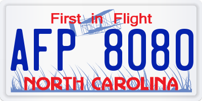 NC license plate AFP8080