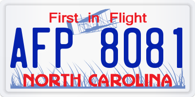 NC license plate AFP8081