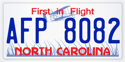 NC license plate AFP8082