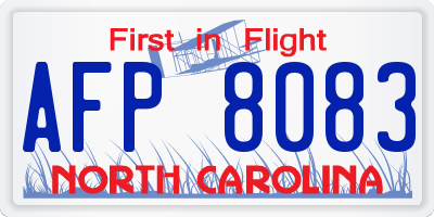 NC license plate AFP8083