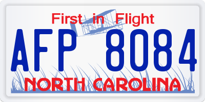 NC license plate AFP8084