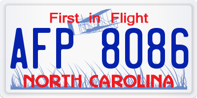 NC license plate AFP8086