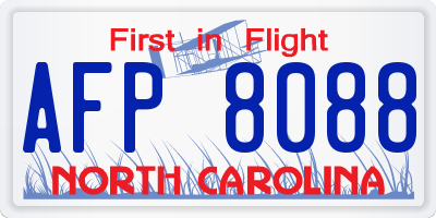 NC license plate AFP8088