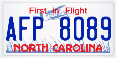 NC license plate AFP8089