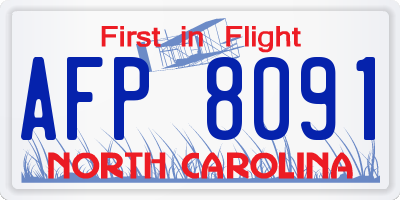 NC license plate AFP8091