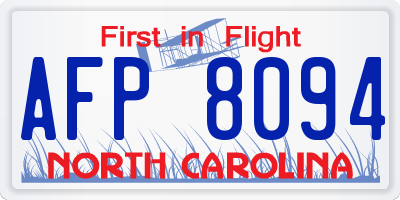 NC license plate AFP8094