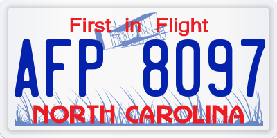 NC license plate AFP8097
