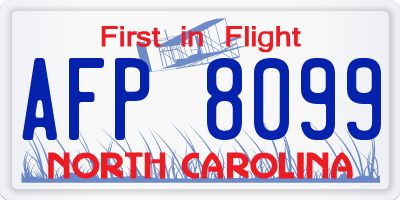 NC license plate AFP8099