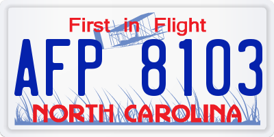 NC license plate AFP8103