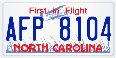 NC license plate AFP8104