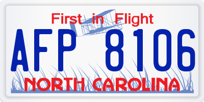 NC license plate AFP8106