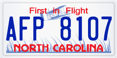 NC license plate AFP8107