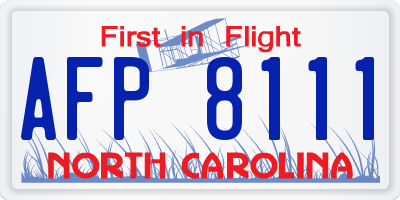 NC license plate AFP8111
