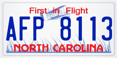 NC license plate AFP8113