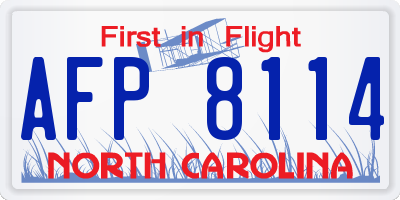 NC license plate AFP8114