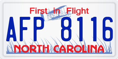 NC license plate AFP8116
