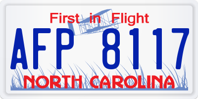 NC license plate AFP8117