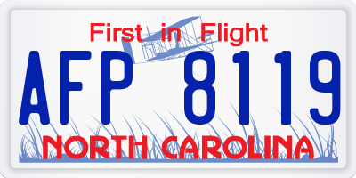 NC license plate AFP8119